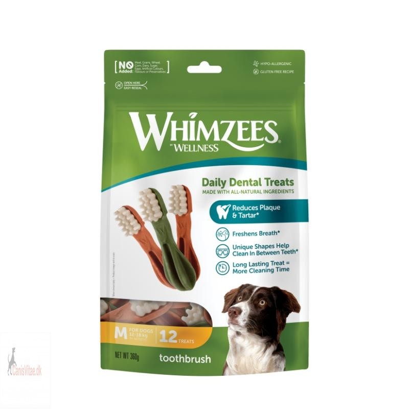 Whimzees tandbørste 12 stk, medium