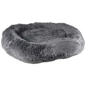 Fluffy hundepude, design krems, grå, 90 cm - Hundesenge & tæpper
