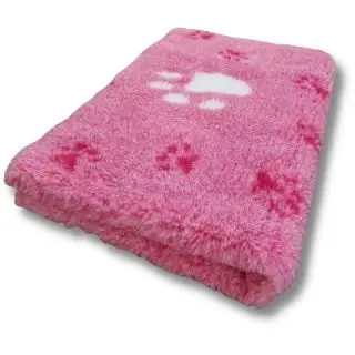 Vet Bed, pink med poter, 100 x150cm - Vet Bed